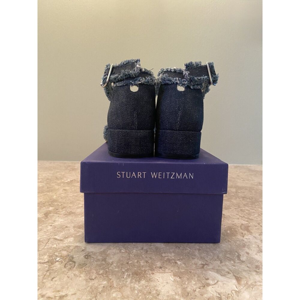 Stuart Weitzman Denim Block Heel Sandals 6.5 - Picture 10 of 12